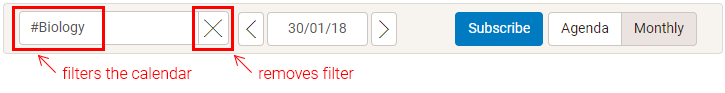 calendar pre-filtered search